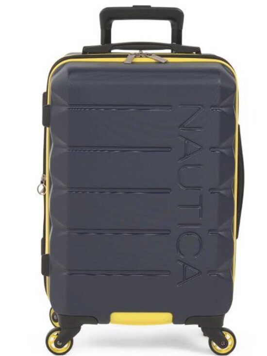 Nautica Handbags - Nautica Navy Hardshell Carry-On with Yellow Trim